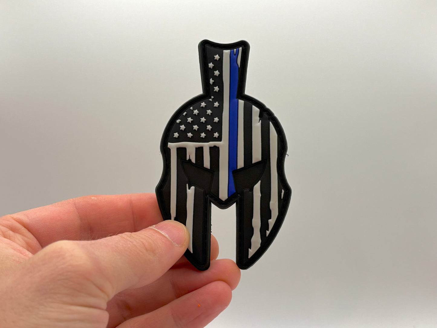 Spartan Helmet Thin Blue Line PVC Patch