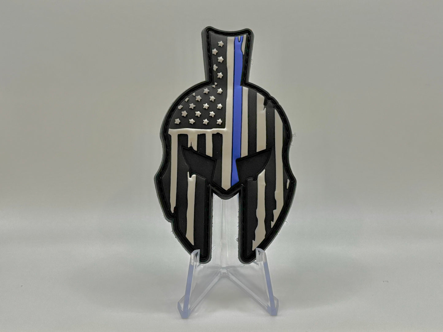 Spartan Helmet Thin Blue Line PVC Patch